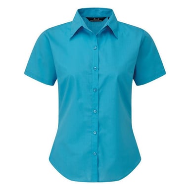 Premier Damen Kurzarm Popeline Bluse / Arbeitshemd (Türkis)