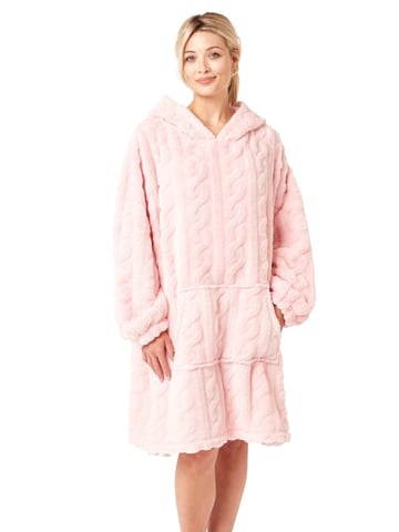 Cable Knit Fleece Lounger Poncho