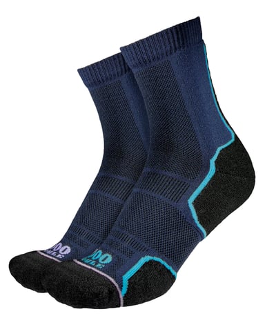 1000 Mile - 2er Pack Damen Trail Repreve Einzellagige Sportsocken zum Laufen - Marineblau
