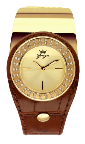 Yonger und Bresson Gelbgold Zifferblatt Braun Uhr