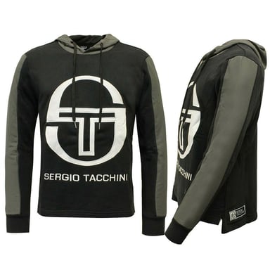 Sergio Tacchini Graphic Logo Langarm Pullover Schwarzer Herren Hoodie 37665 177