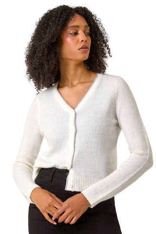 Shimmer V-Neck Ribbed Cardigan