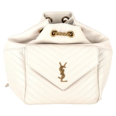 Saint Laurent Joe Rucksack aus cremefarbenem Lammleder