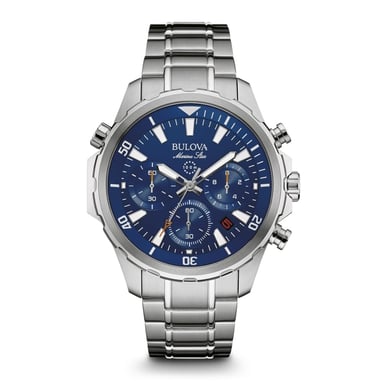 Bulova Marine Star Herren Silber Uhr 96B256