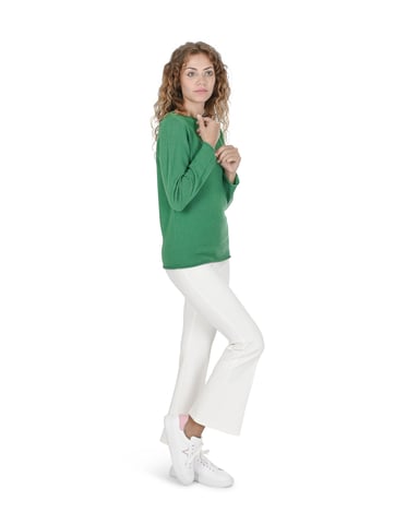 Crown Of Edinburgh Cashmere Pullover Bootsausschnitt Für Frauen Coe 0025 Grün
