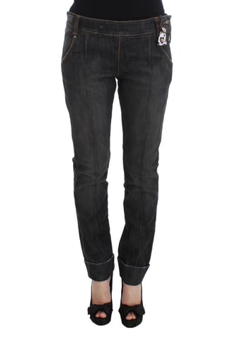 Ermanno Scervino Damen Graue Baumwoll Slim Fit Denim Jeans