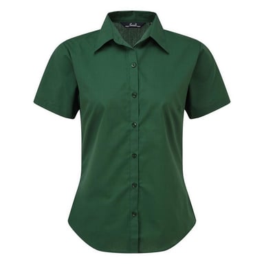 Premier Damen Kurzarm Popeline Bluse / Arbeitshemd (Flaschengrün)