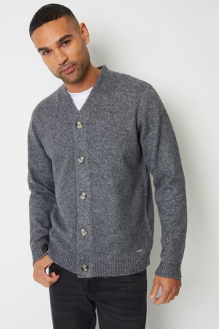 Charcoal Knitted Button Up Cardigan