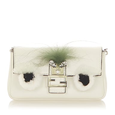 Vintage Fendi Micro Monster Leather Baguette White