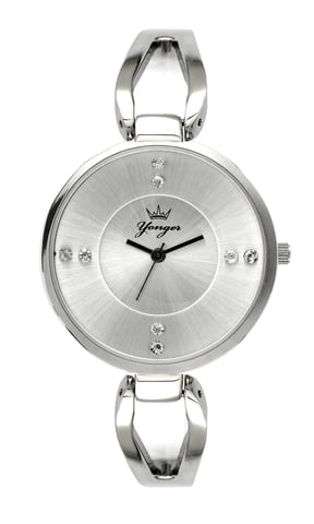 Yonger und Bresson Silbernes Zifferblatt mit silbernem Band Uhr