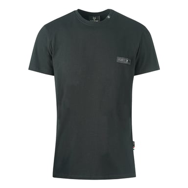 Plein Sport Leder Patch Logo Schwarzes T-Shirt