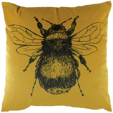 Evans Lichfield Gold Bee Square Printed Velvet Cushion Cover