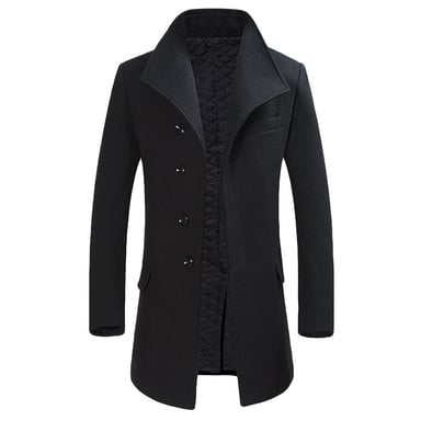 Alle Themen Herren Wollmantel Winter Business Slim fit Revers Mantel Schwarz