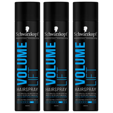 Schwarzkopf Volume Lift Hair Spray Lift & Anti Flat System, 400ml 3pk