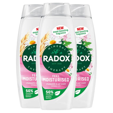 Radox Mineral Therapy Shower Gel Feel Moisturised Mood Boosting 450ml, 3 Pack