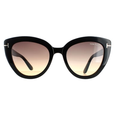 Tom Ford Cat Eye Damen glänzend schwarz rauchfarbener Farbverlauf Izzi FT0845