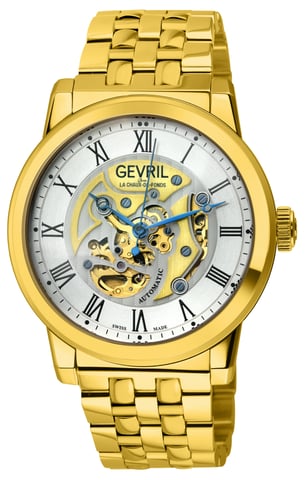 Gevril Vanderbilt 22692B, 316L Edelstahl IPYG Armband Schweizer Automatikuhr