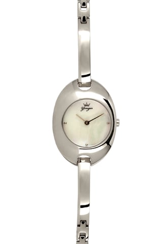 Yonger und Bresson: Silberne Uhr mit weißem Zifferblatt