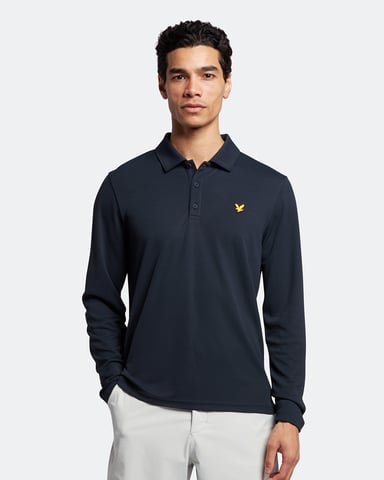 Lyle & Scott Golf Langarm-Poloshirt in Marineblau