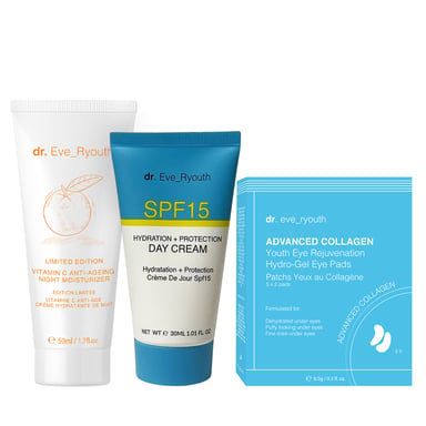 Vitamin C Night Moisturizer (Limited Edition) + Youth Eye Rejuvenation Hydro-gel Eye Pads
  + SPF15 Feuchtigkeitspflege + Schutz Tagescreme 30 ml