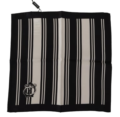 Striped Logo Print Silk Handkerchief Scarf