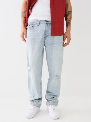 Bobby Baggy Single Needle Flap 32In in James St Light Wash With Rips