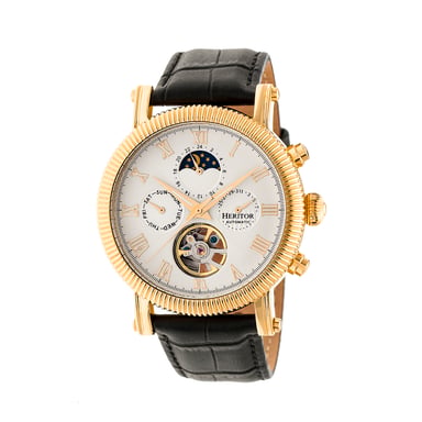 Heritor Automatikuhr Winston Halbskelett mit Lederarmband
