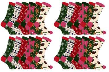 Damen Weihnachten Socken | Socken Snob | Damen bunte Neuheit Design Weihnachten Socken | Geschenk für Sie - 24 Pack