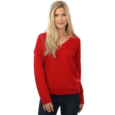 Women's Brave Soul V-Neck Jumper in Red