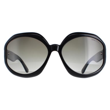 Tom Ford Round Womens Glänzend Schwarz Rauch Gradient Georgia 02 FT1011