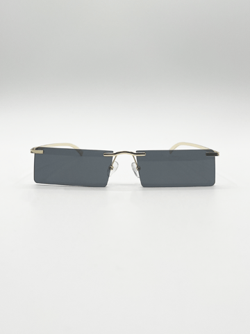 Frameless Rectangle Sunglasses in Black