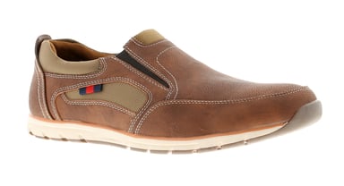 Mans Grained Brushed Pu Lifestyle Twin Gusset Shoe Mesh Inlays And Heel Counter Overlaid Mud Guard M