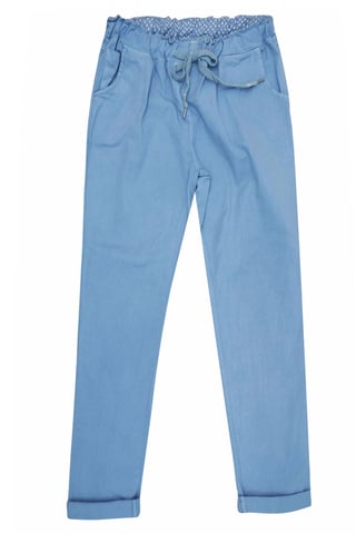Tie Front Cotton Roll Hem Trousers
