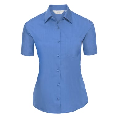 Russell Collection - "Classic" Hemd Pflegeleicht für Damen kurzärmlig (Business-Blau)