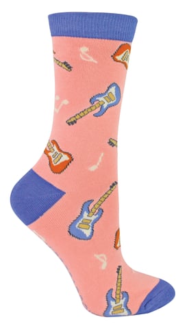 Miss Sparrow - Womens Novelty Gitarre Bambus Socken - Gitarre (Rosa)