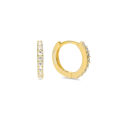 Luxenter Creolenring, 925er Sterlingsilber mit glänzenden Zirkonia und 18 Karat Gelbgold plattiert