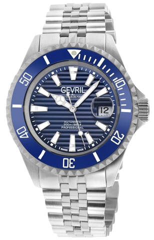 Gevril Herren Kammer 42601 Schweizer Automatik Sellita SW200 blau Zifferblatt Datum Edelstahl Uhr
