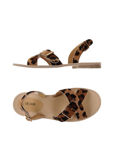 Just Cavalli Brown Print Leather Sandals