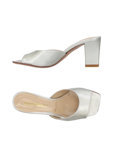 Bruno Magli Platinum Leather Heeled Mules