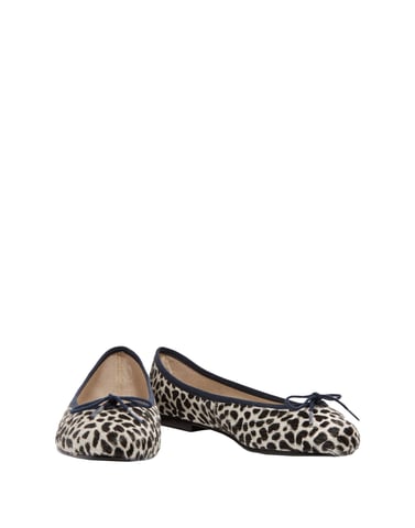 French Sole Black Leopard Print Leather Ballet Flats