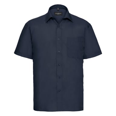 Russell Collection Herren Kurzarmhemd aus pflegeleichter Poly-Baumwolle Popeline (French Navy)