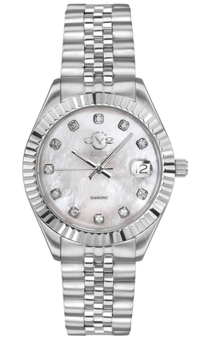 GV2 Naples Womens Silber Zifferblatt Schweizer Quarz Diamant Uhr