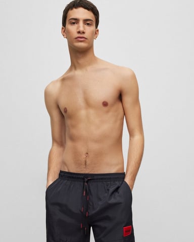HUGO Dominica Mens Quick-Drying Swim Shorts In Recycled Material With Logo