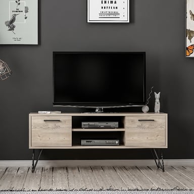 HOMEMANIA Support de télévision Almira, Bois, Noir