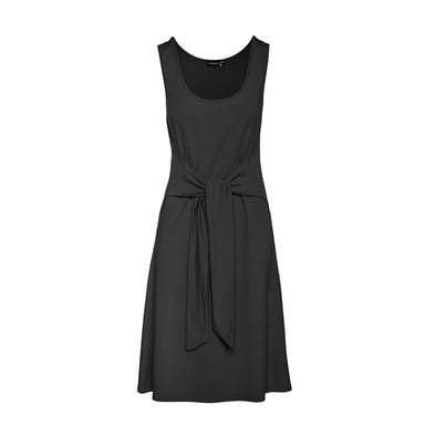Schwarzes A-Linien-Kleid mit Bindegürtel