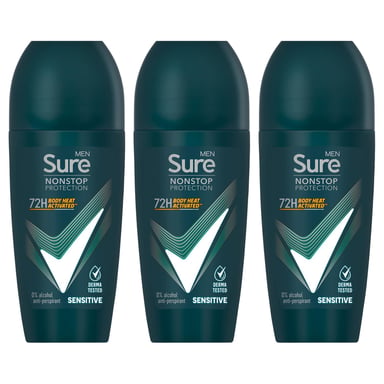 Sure Men Sensitive Anti-perspirant 72H Nonstop Protection Roll On Deo, 3x50ml