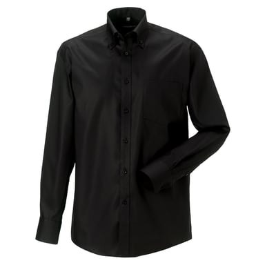 Russell Collection Herren Langarm Ultimate Non-Iron Hemd (Schwarz)