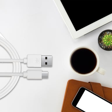 GVC USB to Type C Data Cable for Syncing & Charging, 1 Metre - White