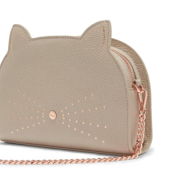 Sac chat à bandoulière en cuir taupe Kirstie par Ted Baker