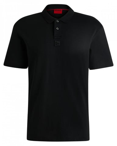 HUGO Deabono Mens Interlock Cotton Polo Shirt with Stacked Logo